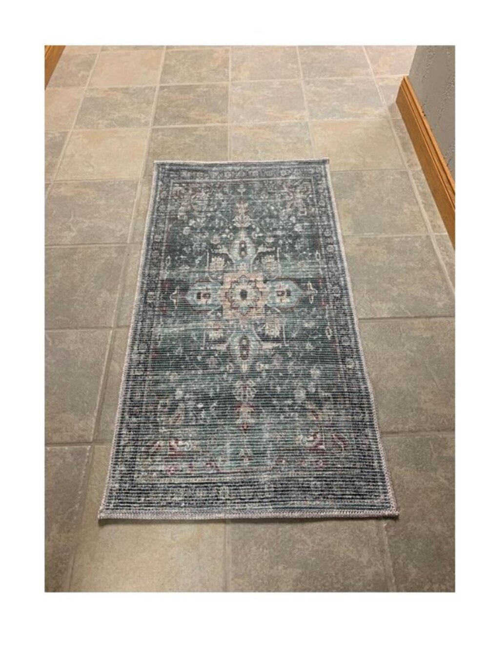 Nourison Farmhouse Washable 2' x 3' 9" Accent Rug Green Blue NWT